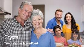  Presentation with elderly - PPT layouts featuring kitchen and other family member background and a teal colored foreground