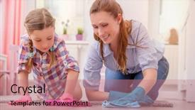  Presentation with members - Theme with members helping mother for clean background and a coral colored foreground