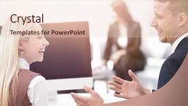  Presentation with members - Colorful slides enhanced with members of a business team backdrop and a  colored foreground