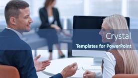  Presentation with members - Cool new slides with members-of-a-business-team backdrop and a ocean colored foreground