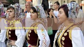  Presentation with macedonia - Colorful slide deck enhanced with members-of-folk-group-albanian backdrop and a coral colored foreground