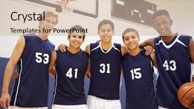  Presentation with high school sports - Slide set enhanced with members of male high school background and a soft green colored foreground