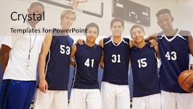  Presentation with sports school - Amazing presentation theme having members of male high school backdrop and a soft green colored foreground