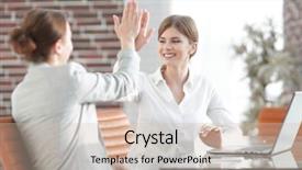  Presentation with members - Theme having members of the business team background and a soft green colored foreground