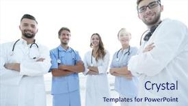  Presentation with members - Presentation theme having members of the medical center background and a  colored foreground