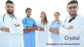  Presentation with members - Amazing presentation theme having members of the medical center backdrop and a  colored foreground