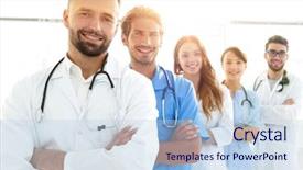  Presentation with members - Audience pleasing PPT theme consisting of members of the medical center backdrop and a  colored foreground