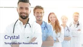  Presentation with members - Slides with members of the medical center background and a  colored foreground