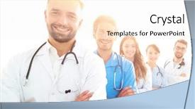  Presentation with members - Cool new PPT theme with members of the medical center backdrop and a  colored foreground