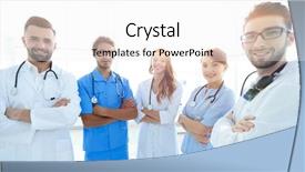  Presentation with portrait of medical professionals - PPT layouts featuring members of the medical center background and a  colored foreground