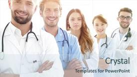 Presentation with members - Beautiful presentation design featuring members of the medical center backdrop and a  colored foreground