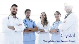  Presentation with members - PPT layouts with members of the medical center background and a  colored foreground