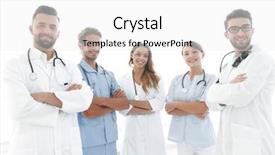  Presentation with members - Colorful presentation enhanced with members of the medical center backdrop and a  colored foreground