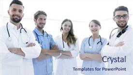  Presentation with members - PPT layouts featuring members of the medical center background and a light blue colored foreground