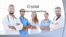  Presentation with members - PPT theme with members of the medical center background and a white colored foreground