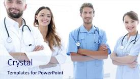  Presentation with portrait of medical professionals - PPT layouts featuring members of the medical center background and a  colored foreground