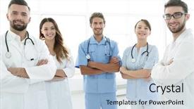  Presentation with members - PPT layouts consisting of members of the medical center background and a  colored foreground