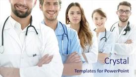  Presentation with members - Presentation featuring members of the medical center background and a  colored foreground