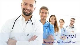  Presentation with portrait of medical professionals - Beautiful PPT layouts featuring members of the medical center backdrop and a  colored foreground