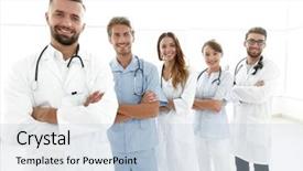  Presentation with members - Audience pleasing PPT theme consisting of members of the medical center backdrop and a  colored foreground