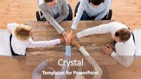  Presentation with team work and productivity - PPT layouts with business people cooperation and team background and a coral colored foreground
