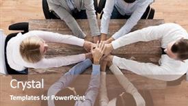  Presentation with business partner - Beautiful slide set featuring partner alliance - business people cooperation and team backdrop and a coral colored foreground