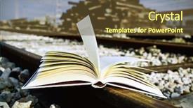  Presentation with railroad - Theme featuring memoire - closeup of an open book background and a tawny brown colored foreground
