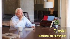  Presentation with book and pen - Presentation theme featuring memoire - senior man writing memoirs background and a tawny brown colored foreground