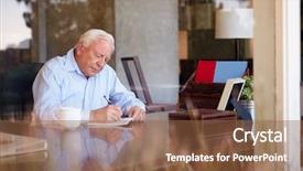  Presentation with 3d book - Cool new presentation design with memoire - senior man writing memoirs backdrop and a tawny brown colored foreground