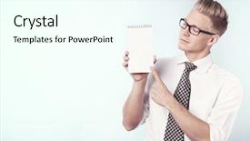  Presentation with finger millet - Slides enhanced with memorandum - handsome young businessman pointing finger background and a cool aqua colored foreground