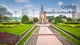  Presentation with memorial - Presentation theme consisting of memorial at cho ben thanh background and a light blue colored foreground