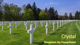  Presentation with american history - Colorful slide deck enhanced with memorial cemetery of world war backdrop and a tawny brown colored foreground