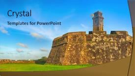  Presentation with sri lanka - PPT theme featuring memorial clock tower in gall background and a cyan colored foreground