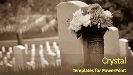  Presentation with cemetery - Audience pleasing PPT theme consisting of memorial funeral - headstones in arlington national cemetery backdrop and a tawny brown colored foreground