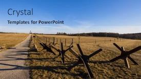  Presentation with czech republic - PPT theme consisting of memorial-of-the-iron-curtain and a teal colored foreground