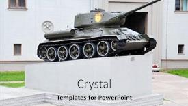  Presentation with memorial - Beautiful PPT theme featuring memorial - russian tank t34 backdrop and a light gray colored foreground