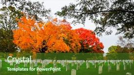  Presentation with cemetery - Amazing slide deck having memorial service - arlington national cemetery in autumn backdrop and a tawny brown colored foreground
