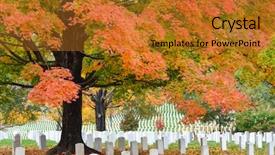  Presentation with cemetery - Presentation consisting of memorial service - arlington national cemetery near background and a gold colored foreground