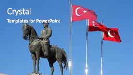  Presentation with national flag of chicago - Beautiful PPT theme featuring memorial sky - statue of ataturk and national backdrop and a teal colored foreground
