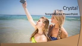  Presentation with selfie - Colorful PPT layouts enhanced with memories b day - two friends in bikini taking backdrop and a  colored foreground
