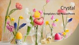  Presentation with glass - Colorful theme enhanced with memories birthday - beautiful flowers bouquets in glass backdrop and a lemonade colored foreground