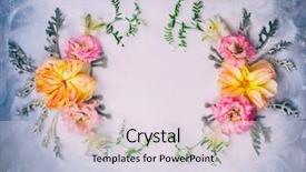  Presentation with oat flower - PPT theme consisting of memories birthday - festive flower composition overhead view background and a lemonade colored foreground