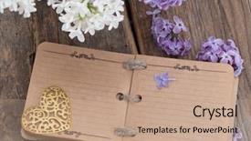  Presentation with memory book - Audience pleasing presentation theme consisting of memory book love - memories in retro arrangement backdrop and a coral colored foreground