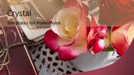  Presentation with memory book - Amazing PPT theme having memory book love - memories in retro arrangement backdrop and a coral colored foreground