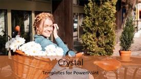  Presentation with bicycle generator - Theme featuring memory book romance - cheerful beautiful young woman background and a  colored foreground