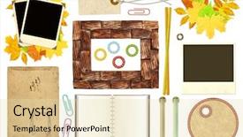  Presentation with memory book - Slide deck with memory book romance - collection elements for scrapbooking objects background and a lemonade colored foreground