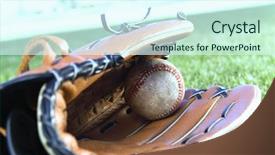 Presentation with memory game - Presentation theme enhanced with memory game - baseball glove and ball lying background and a cool aqua colored foreground