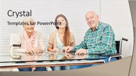  Presentation with puzzle family - Colorful presentation theme enhanced with memory game - family with seniors couple backdrop and a light gray colored foreground