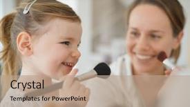  Presentation with young children playing multicultural - PPT theme having memory game - mother and young daughter playing background and a coral colored foreground