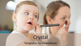  Presentation with young children playing multicultural - Audience pleasing PPT theme consisting of memory game - mother and young daughter playing backdrop and a coral colored foreground